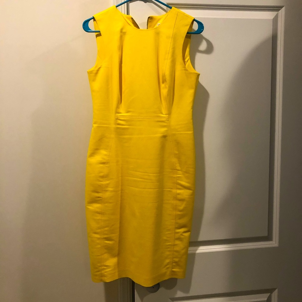 Calvin Klein Yellow above the knee work dress